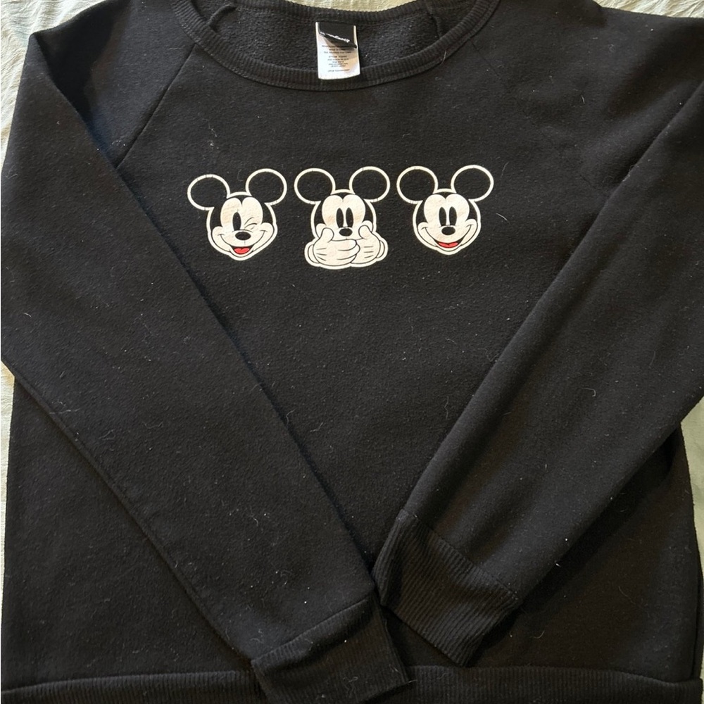 Disney Black Crewneck with Mickey Mouse Graphic